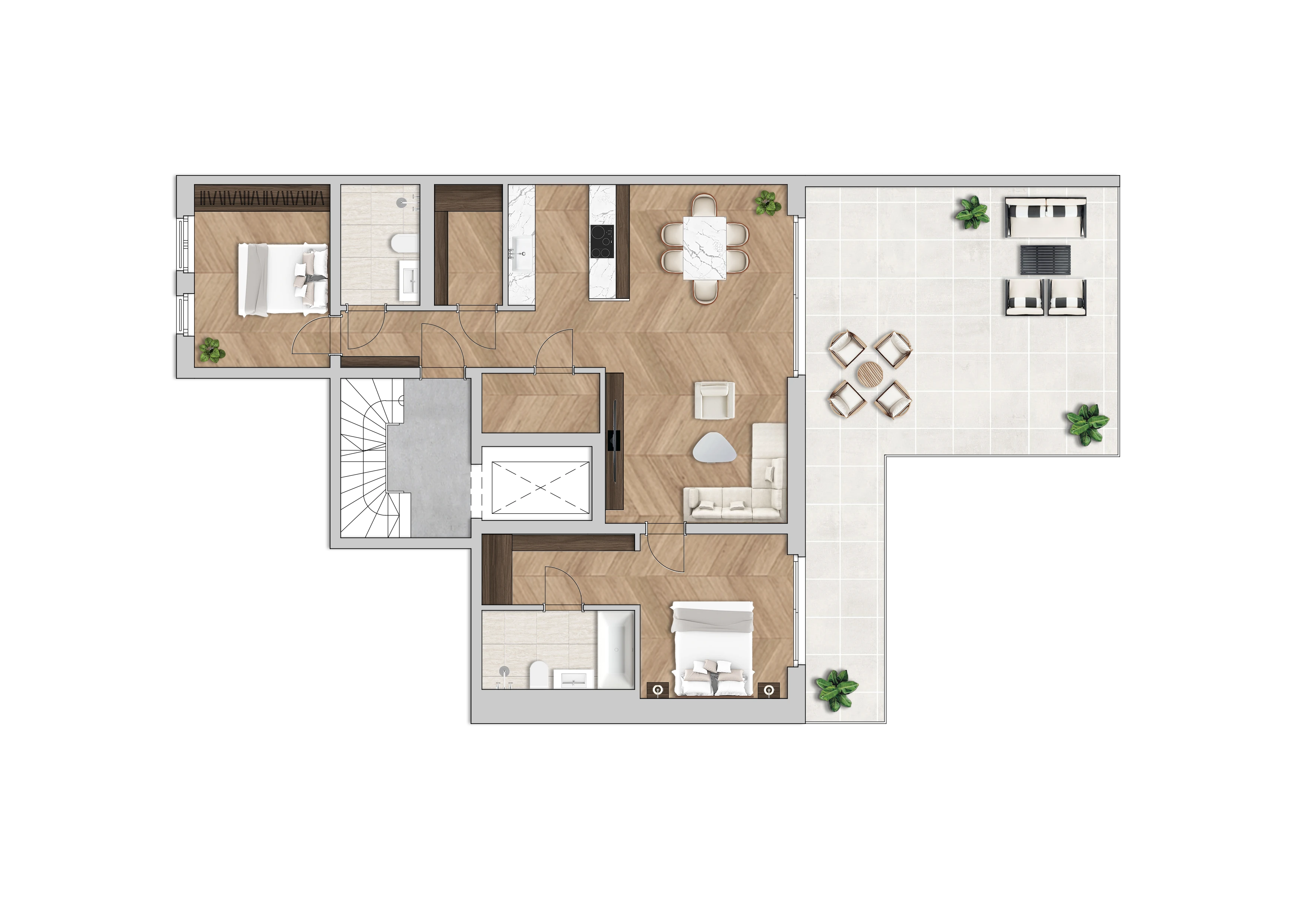 Grundriss Wohnung 1.1, 1. Obergeschoss