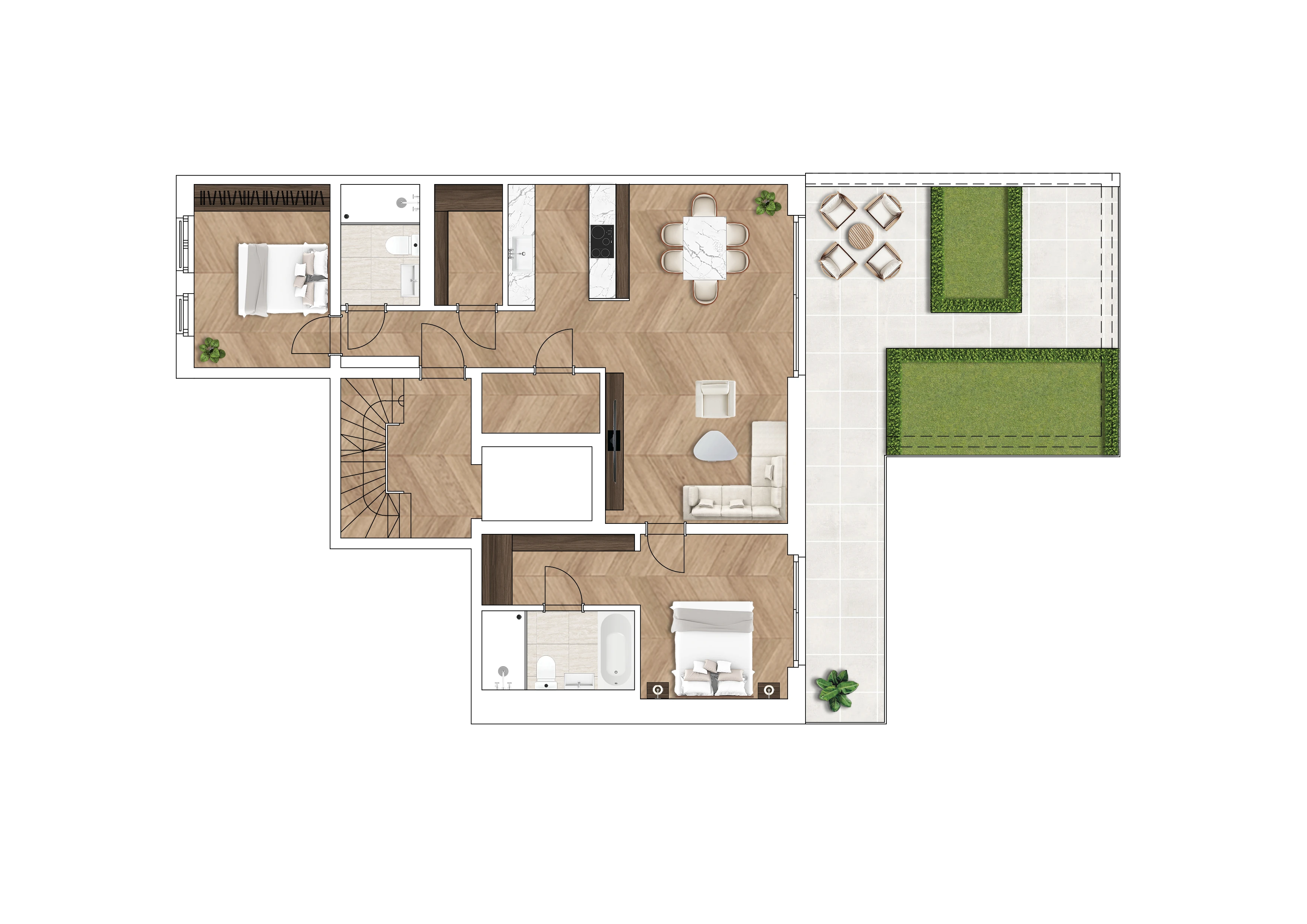 Grundriss Wohnung 1.1, 1. Obergeschoss