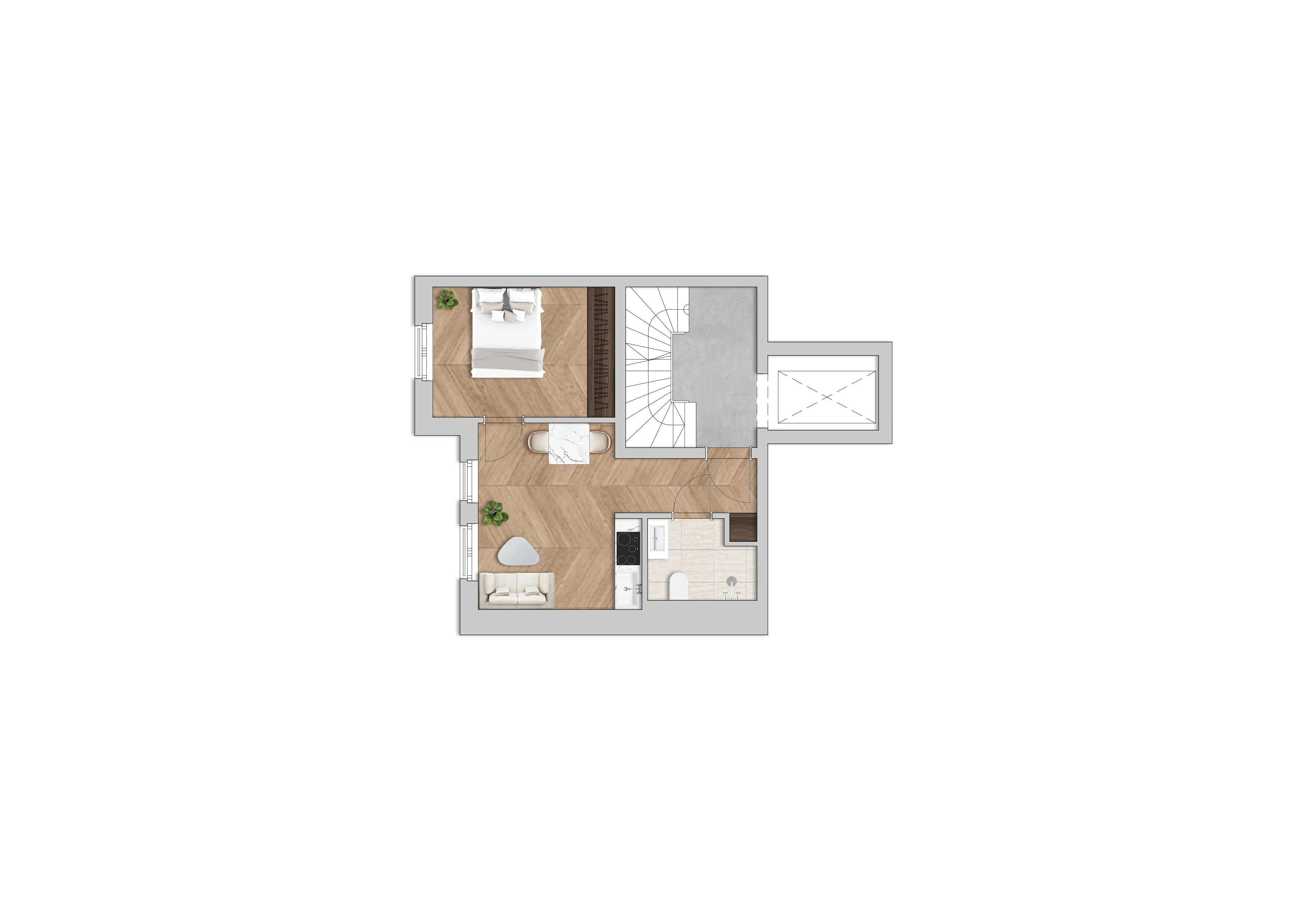 Grundriss Wohnung 1.2, 1. Obergeschoss