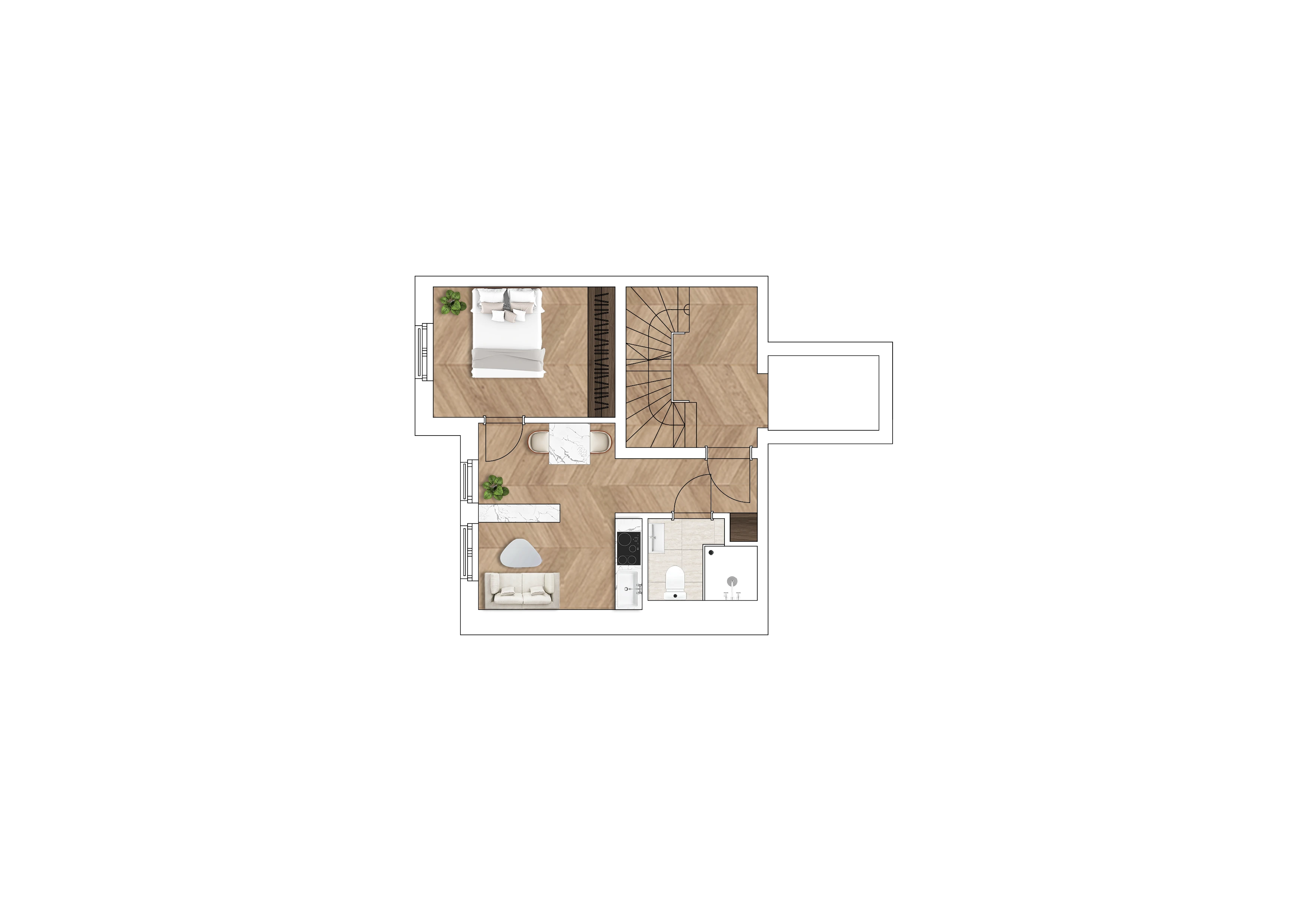 Grundriss Wohnung 1.2, 1. Obergeschoss