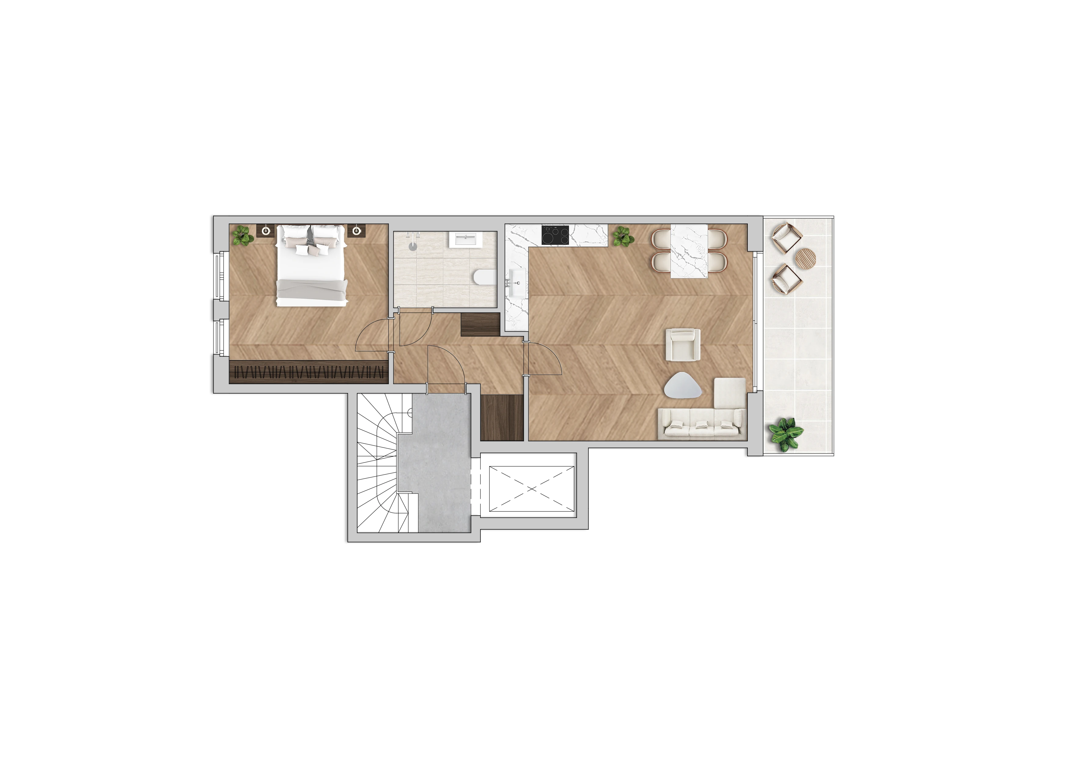 Grundriss Wohnung 1.5, 3. Obergeschoss