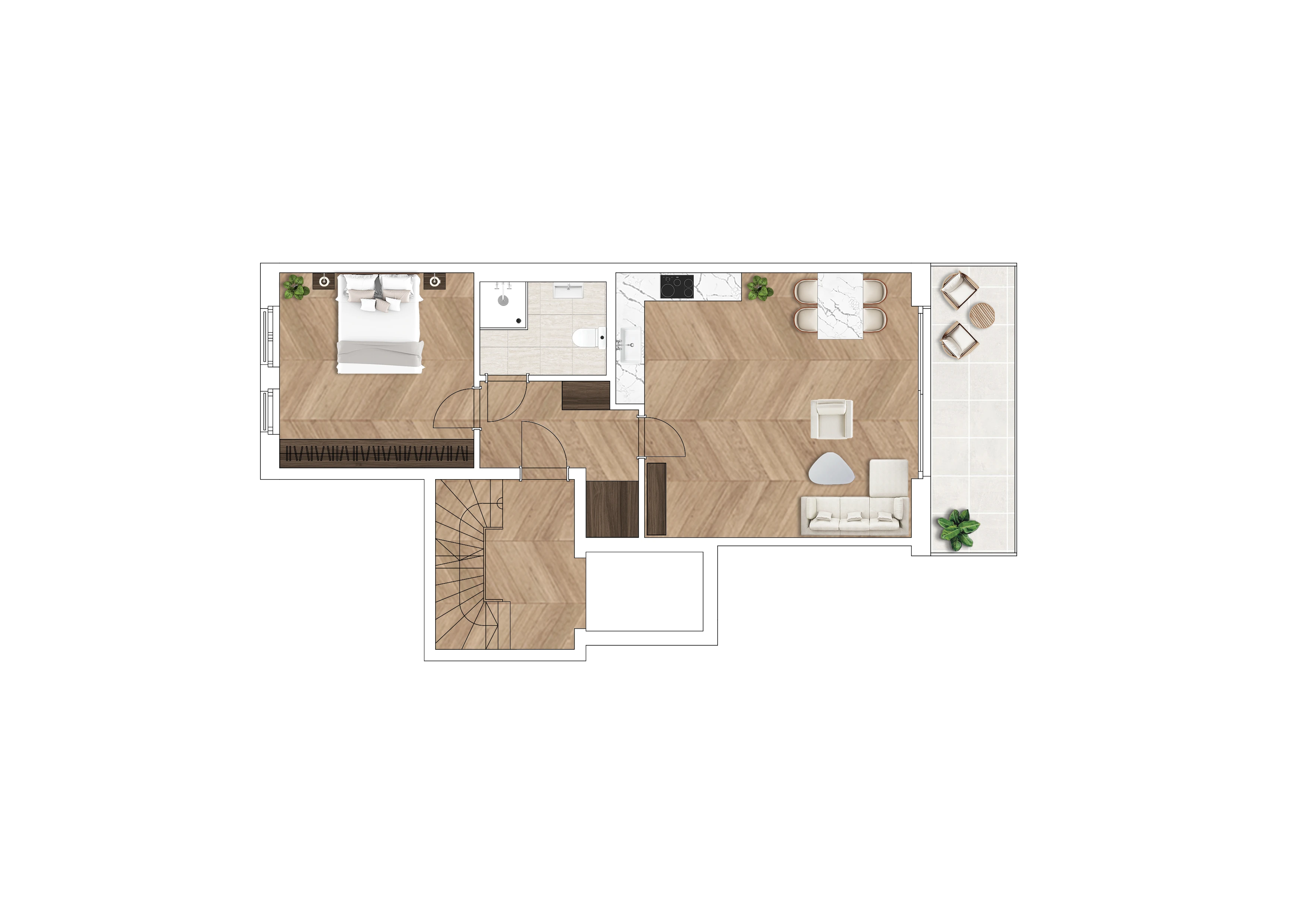Grundriss Wohnung 1.5, 3. Obergeschoss