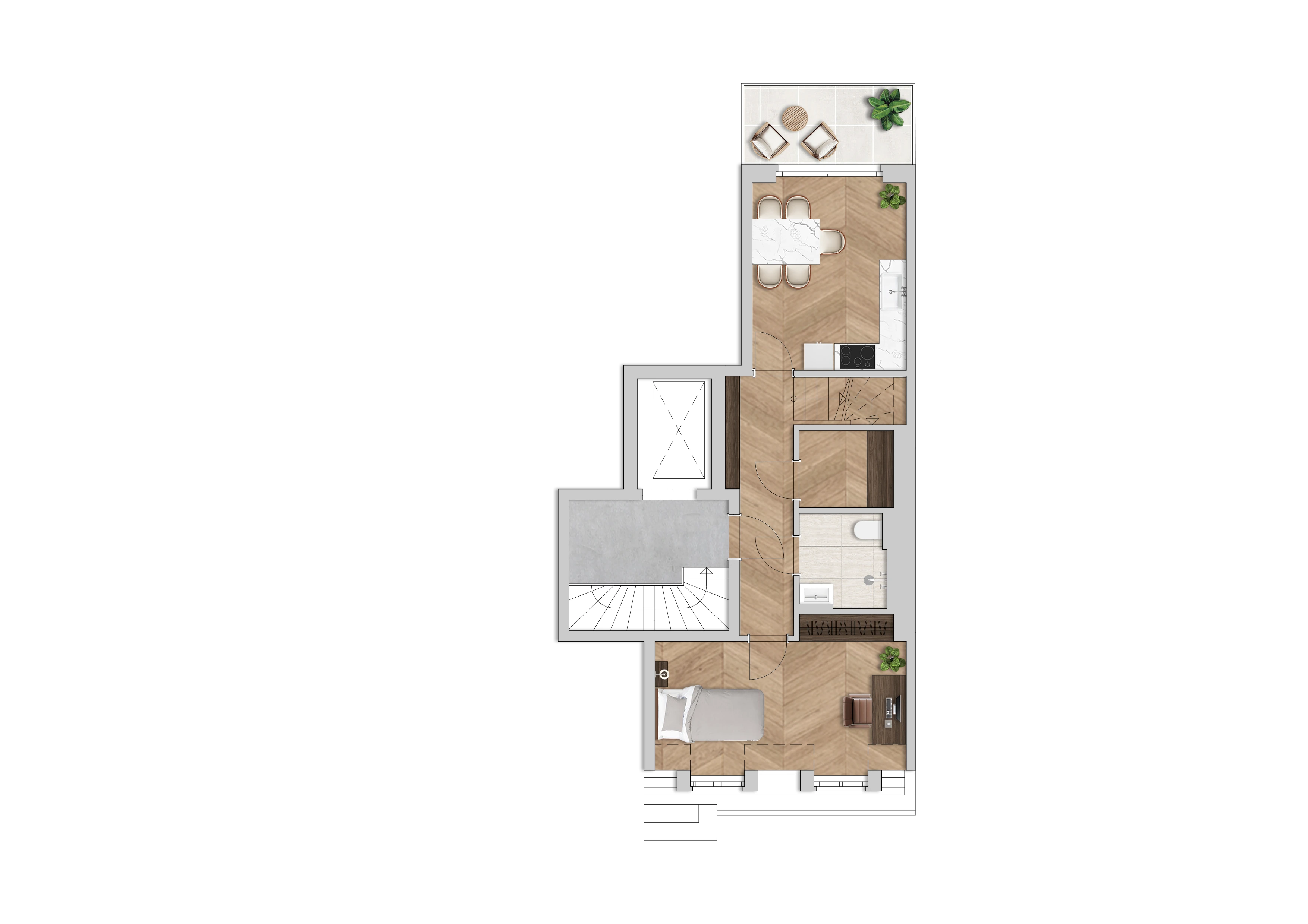 Grundriss Wohnung 1.10, Dachgeschoss