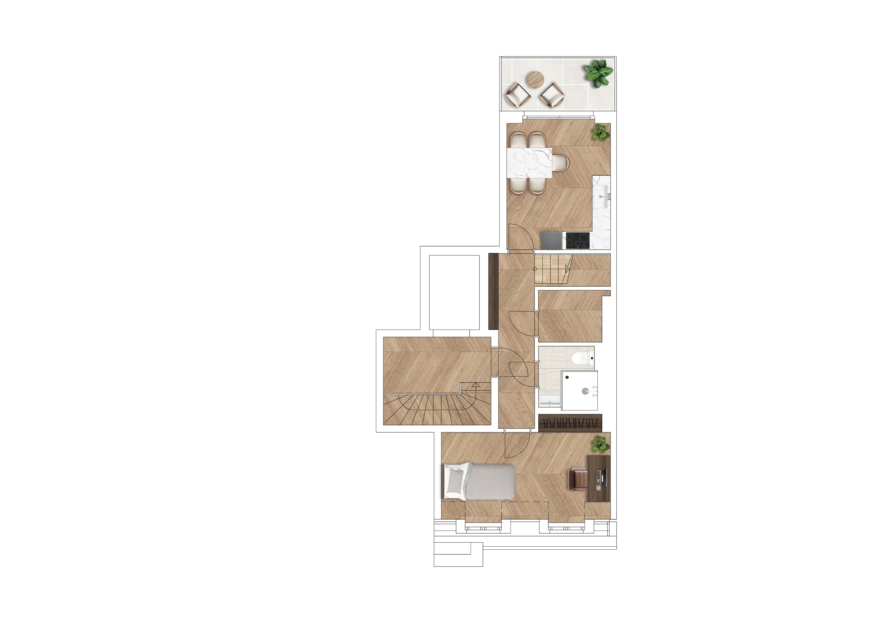 Grundriss Wohnung 1.10, Dachgeschoss