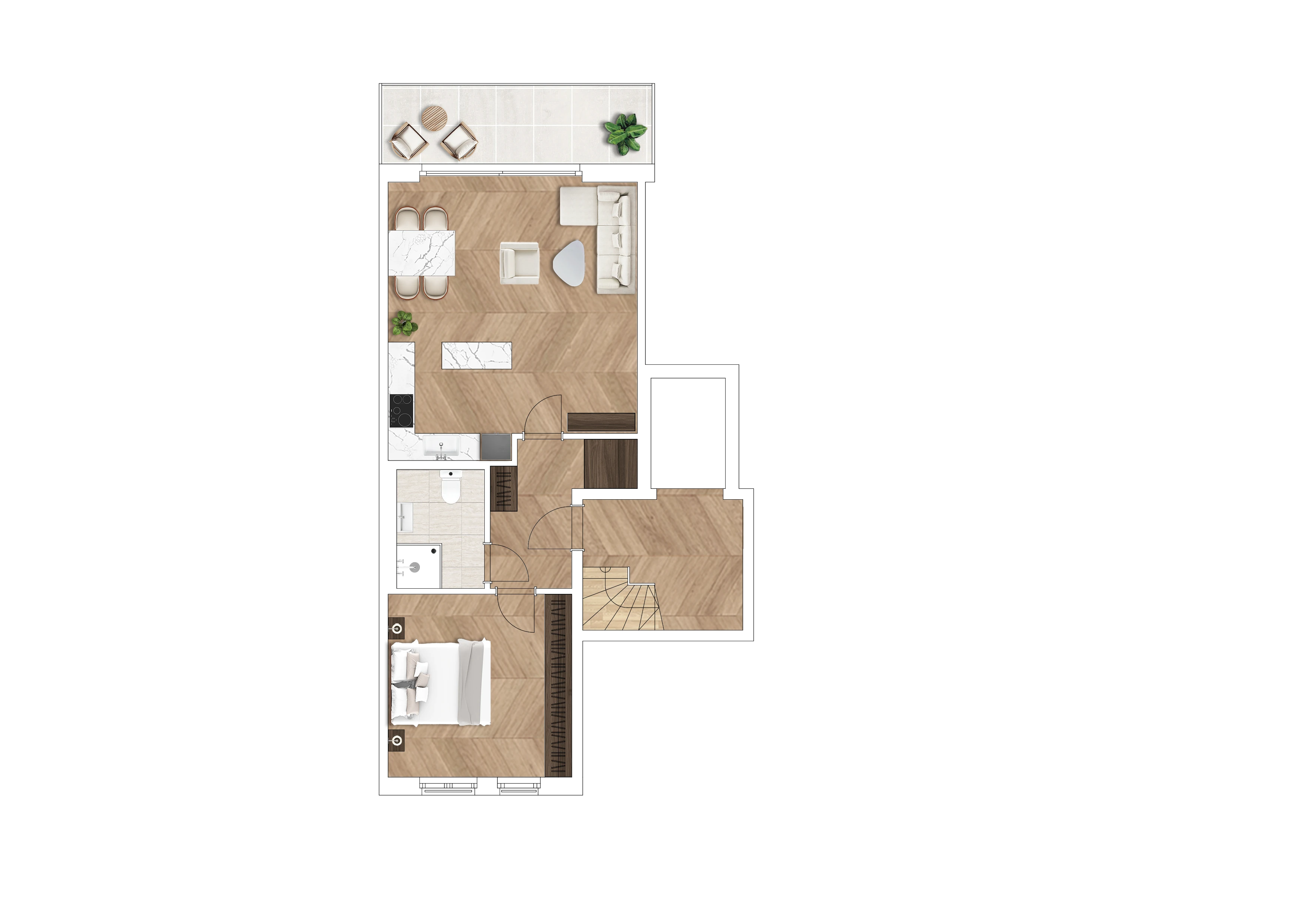 Grundriss Wohnung 1.3, 2. Obergeschoss