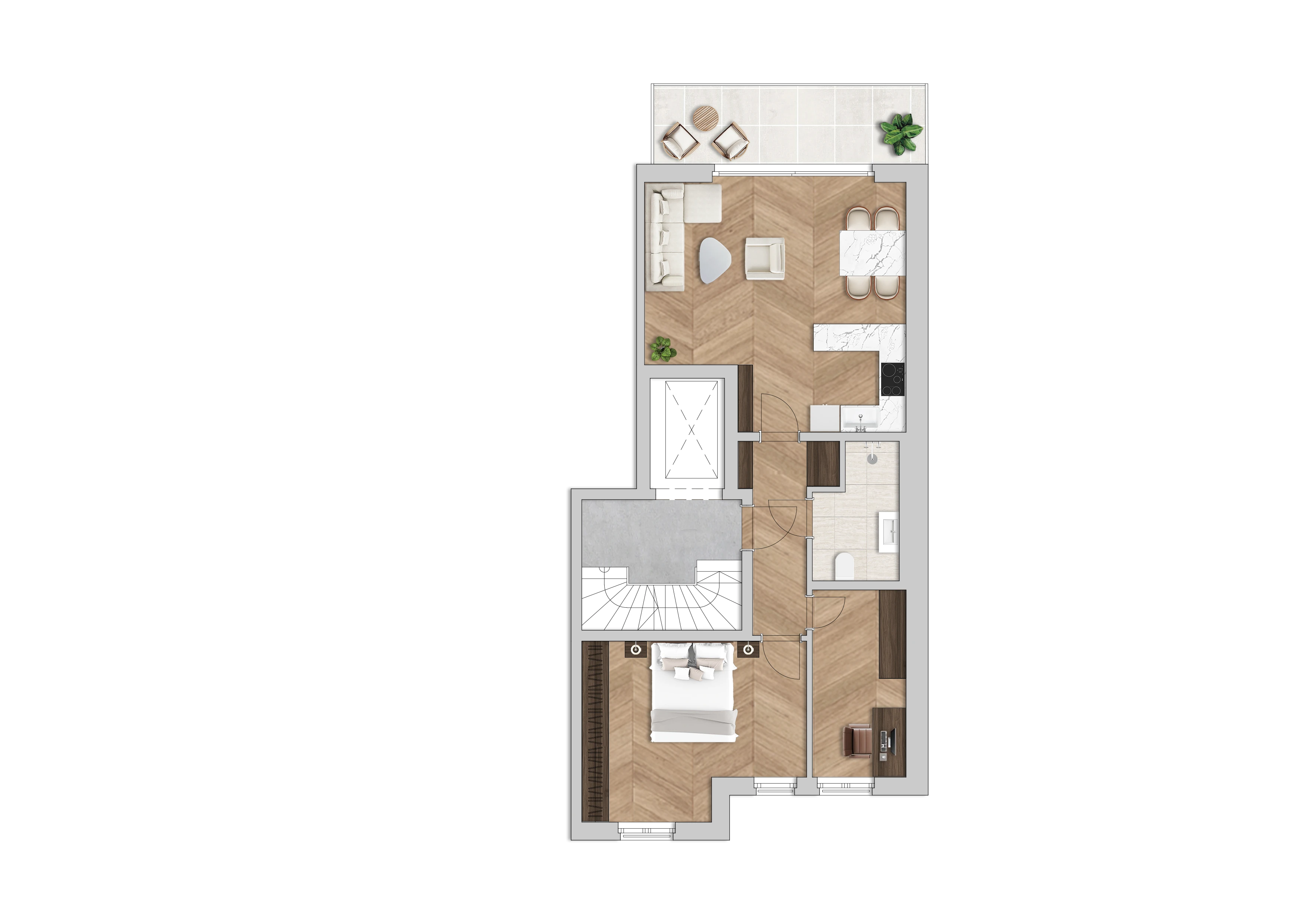Grundriss Wohnung 1.4, 2. Obergeschoss