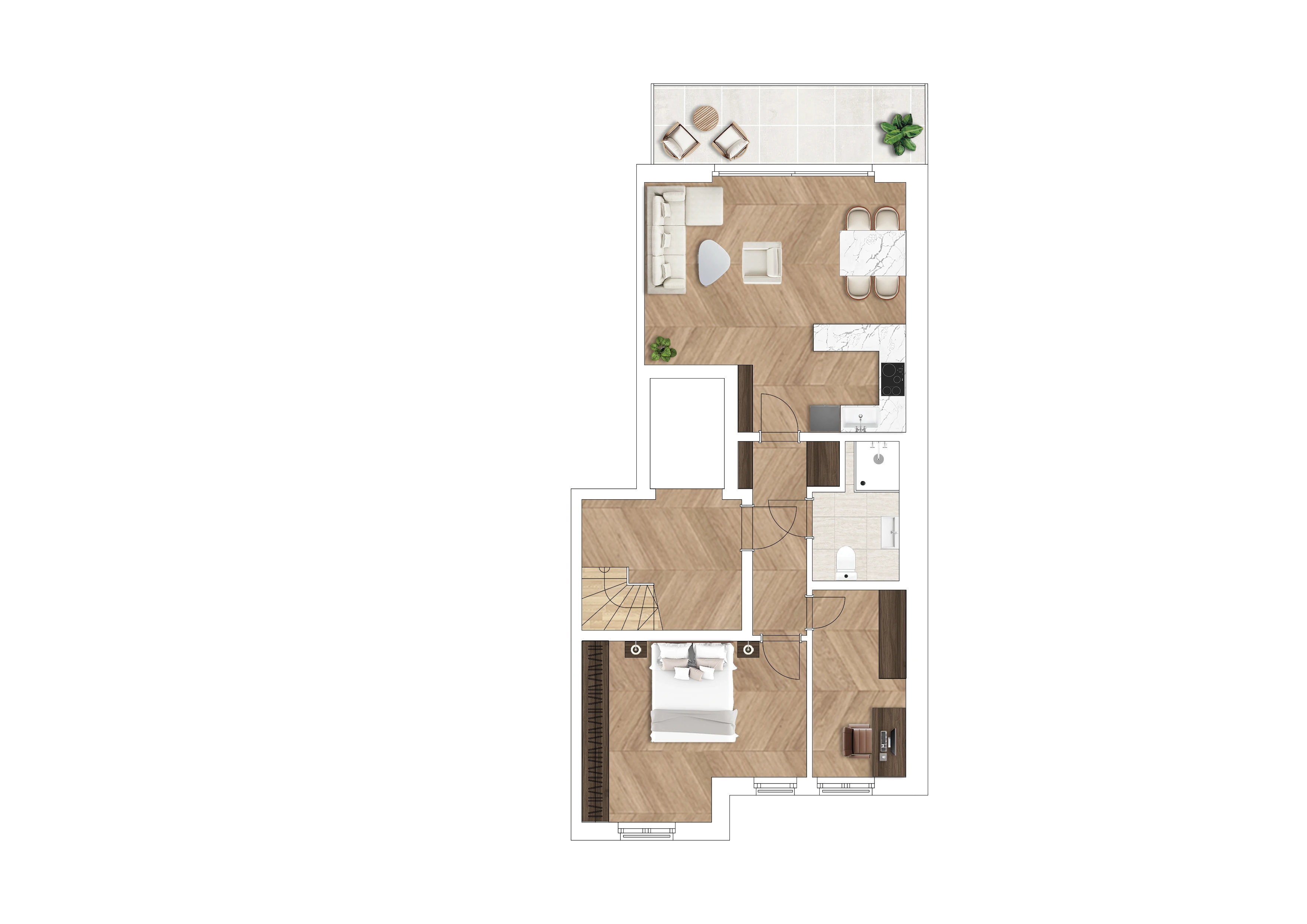Grundriss Wohnung 1.4, 2. Obergeschoss